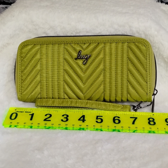 Lug Straddle Zip Around Wallet with Wristlet~ Grass Green OBO - Picture 9 of 10